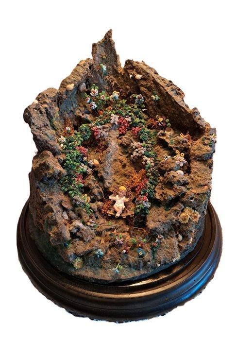 Kerstdecoratie - Hout, Glas - Napolitaans kersttafereel -, Antiek en Kunst, Kunst | Niet-Westerse kunst