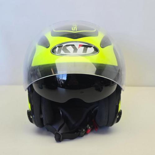 Motorhelm Jet KYT HELLCAT SUPERFLUO Geel Maat L I Nieuwstaat, Motoren, Kleding | Motorhelmen, Ophalen of Verzenden