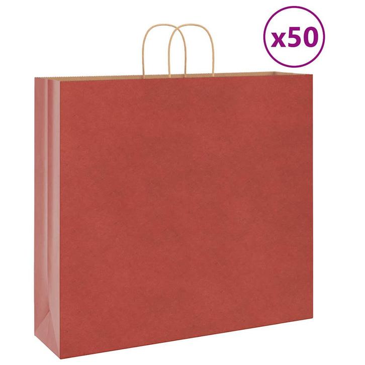 vidaXL Papieren zakken 50 st met hengsels 54x15x49 cm rood, Diversen, Cadeauverpakkingen, Nieuw, Verzenden
