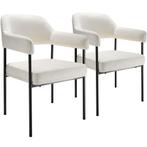 tectake Eetkamerstoel Doé, gestoffeerd, stalen poten - Gewev, Huis en Inrichting, Stoelen, Verzenden, Nieuw