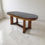 Eettafel - Walnoot, Wortelnotenhout, Hout, Aluminium