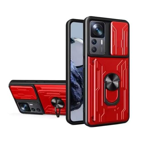 Xiaomi 13T - Card Slot Hoesje met Kickstand en Camera Slide, Telecommunicatie, Mobiele telefoons | Hoesjes en Screenprotectors | Overige merken