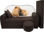 Thema Slaapbank Puppies - Bruine Luxe Kinderbank met Poef..., Kinderen en Baby's, Ophalen of Verzenden, Nieuw, Tafel(s) en Stoel(en)