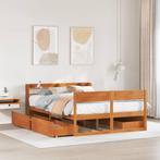 vidaXL Cadre de lit sans matelas cire marron 150x200cm, Verzenden, Neuf