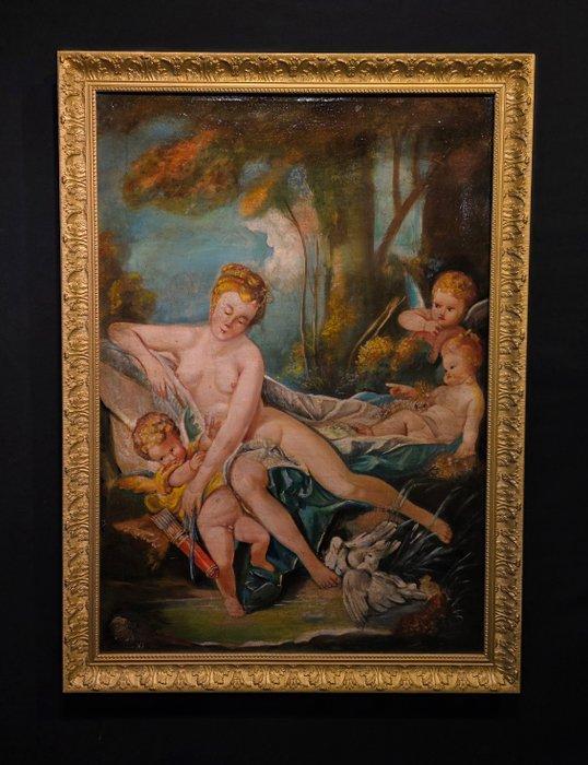 Franse school (XX) - Venere e Cupido - XL FORMAT, Antiek en Kunst, Kunst | Schilderijen | Klassiek