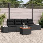 vidaXL Tuinbank Set met opslag 5 pcs Zwart poly rattan, Tuin en Terras, Verzenden, Nieuw