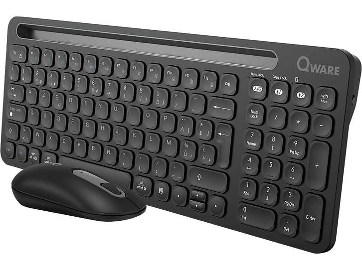 Qware - Draadloos toetsenbord + muis - Azerty - Zwart, Computers en Software, Toetsenborden, Draadloos, Azerty, Nieuw, Verzenden