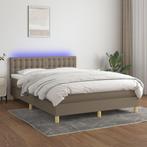 vidaXL Boxspring met matras en LED stof taupe 140x200 cm, Huis en Inrichting, Slaapkamer | Bedden, Verzenden, Nieuw
