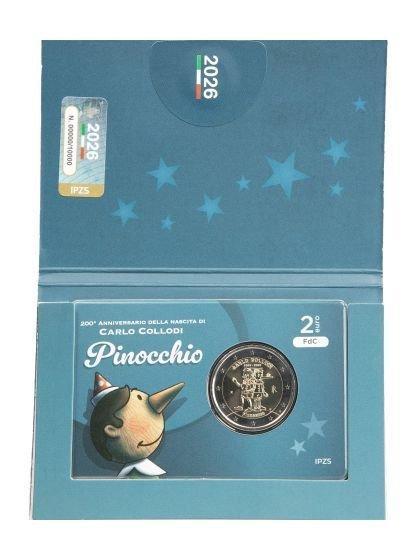 Italië. 2 Euro 2026 Pinocchio (6 coins) (Zonder, Timbres & Monnaies, Monnaies | Europe | Monnaies non-euro
