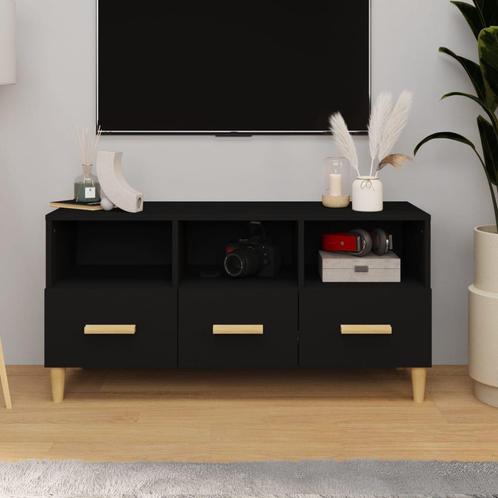vidaXL Tv-meubel 102x36x50 cm bewerkt hout zwart, Huis en Inrichting, Kasten |Televisiemeubels, Nieuw, Verzenden