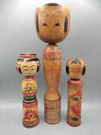 3x traditionele Kokeshi-poppen - Hout - Japan - Shwa