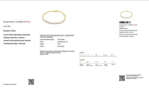 Zonder Minimumprijs - Tennis armband - 14 karaat Geel goud -, Handtassen en Accessoires, Antieke sieraden