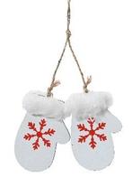 Hanger houten wanten wit met rood / st figuurtjes voor, Nieuw