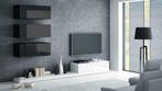 Totale uitverkoop Wandmeubel, TV meubel Nieuw! Wit met zwart, Maison & Meubles, Armoires | Armoires murales