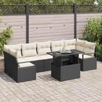 vidaXL Tuinbank Set met opslag 8 pcs Zwart Poly rattan, Verzenden, Nieuw