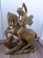 Snijwerk, Heiligen Georg auf einen Pferd - 48 cm - Hout -
