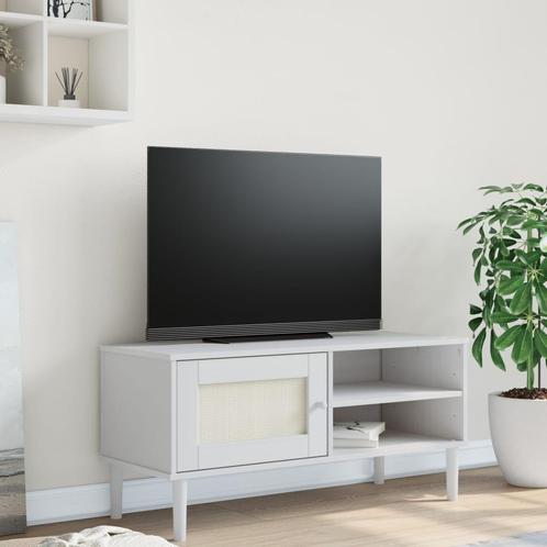 vidaXL Meuble TV SENJA aspect rotin blanc 106x40x49cm, Huis en Inrichting, Kasten |Televisiemeubels, Verzenden