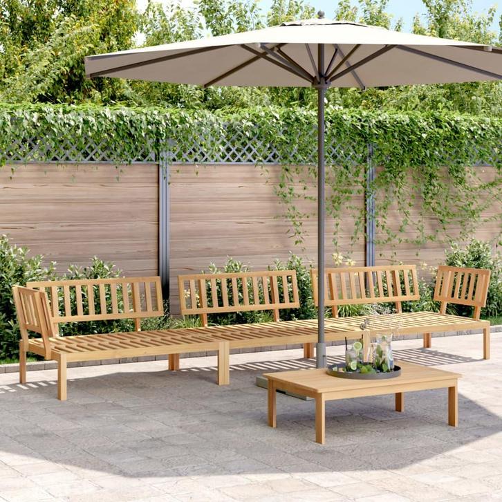 vidaXL 4-delige Loungeset pallet massief acaciahout, Jardin & Terrasse, Ensembles de jardin, Envoi