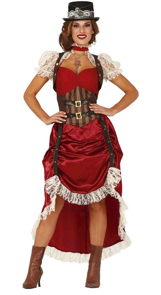 Steampunk Kostuum Dames Rood, Kleding | Dames, Carnavalskleding en Feestkleding, Nieuw, Verzenden