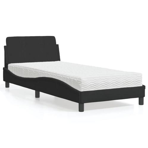 vidaXL Lit avec matelas noir 90x200 cm velours, Maison & Meubles, Chambre à coucher | Lits, Neuf, Envoi