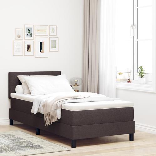 vidaXL Boxspringbed met matras Donkerbruin 100x200 cm Stof, Huis en Inrichting, Slaapkamer | Bedden, Nieuw, Verzenden