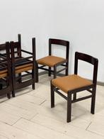 Stoel - Hout, Synthetisch leder - Set van zes vintage