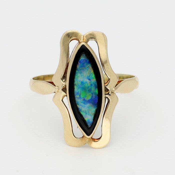 Bague - 18 carats Or jaune - Opaal, Handtassen en Accessoires, Ringen