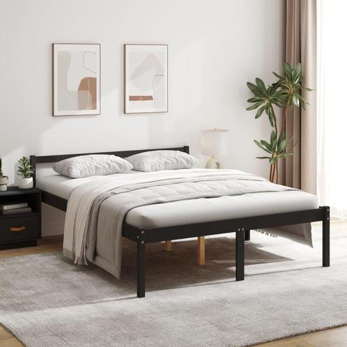 vidaXL Seniorenbed massief grenenhout zwart 150x200 cm, Huis en Inrichting, Slaapkamer | Bedden, Nieuw, Verzenden