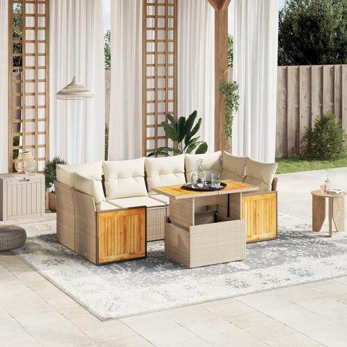 vidaXL Salon de jardin avec coussins 7 pcs beige rÃ©sine, Jardin & Terrasse, Ensembles de jardin, Salons de jardin, Neuf, Envoi