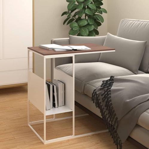 vidaXL Bijzettafel 55x36x59,5 cm bewerkt hout wit, Huis en Inrichting, Tafels | Salontafels, Nieuw, Verzenden