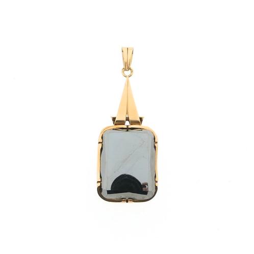 Gouden hanger met hematiet (vintage gouden hanger, vintage), Handtassen en Accessoires, Bedels, Gebruikt, Overige merken, Goud