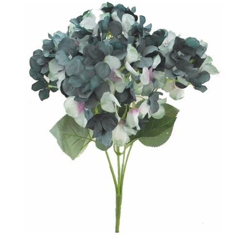 Hortensia groot hydrangea bush teal/green 45 cm zijdebloem, Huis en Inrichting, Woonaccessoires | Kunstplanten en Kunstbloemen
