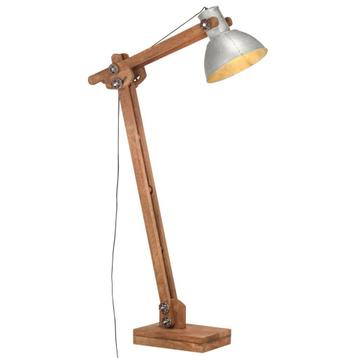 vidaXL Vloerlamp E27 massief mangohout zilverkleurig, Verzenden