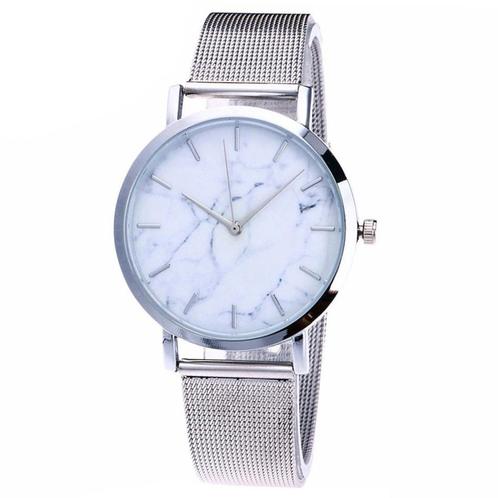 Fako® - Horloge - Mesh - Marmer - Ø 38mm - Zilverkleurig, Bijoux, Sacs & Beauté, Montres | Femmes, Envoi