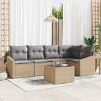 vidaXL Tuin Eettafel Set met kussen 6 pcs Beige en, Tuin en Terras, Verzenden, Nieuw
