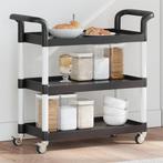 vidaXL Trolley 3-laags 77x34x72 cm aluminium zwart, Huis en Inrichting, Verzenden, Nieuw