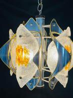 Lampe à suspendre - Lustre chromé en verre de Murano ambré -, Antiek en Kunst, Antiek | Verlichting