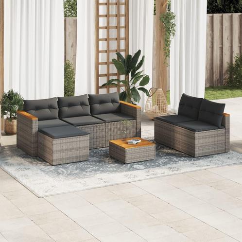vidaXL 5-delige Loungeset met kussens poly rattan acacia, Tuin en Terras, Tuinsets en Loungesets, Loungeset, Nieuw, Verzenden