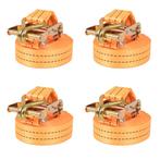 vidaXL Spanbanden 1 ton 6mx38mm oranje 4 st, Doe-het-zelf en Bouw, Verzenden, Nieuw