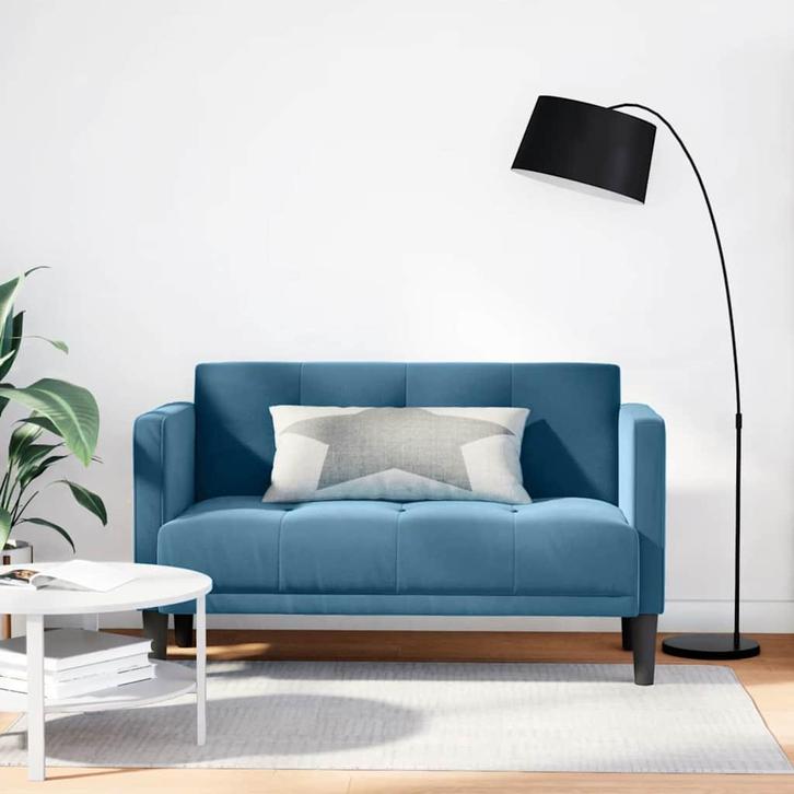 vidaXL Loveseat bank blauw 111 cm fluweel, Huis en Inrichting, Zetels | Zetels, Nieuw, Verzenden