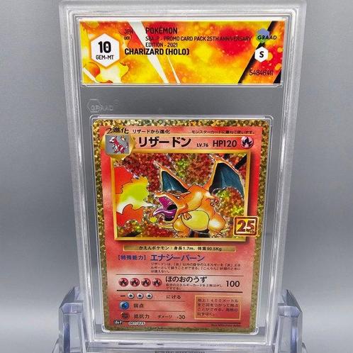 Charizard Holo 25th Set Base - Graded card - Graad 10, Hobby & Loisirs créatifs, Jeux de cartes à collectionner | Pokémon