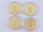 Pays-Bas. Lot van 4x Vergulde 24K Munten (Naslagen) (Sans, Postzegels en Munten