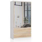 Kledingkast wit licht eiken 90 cm met spiegel Wit Licht E..., Huis en Inrichting, Kasten | Kleerkasten, Verzenden, Nieuw, 50 tot 100 cm