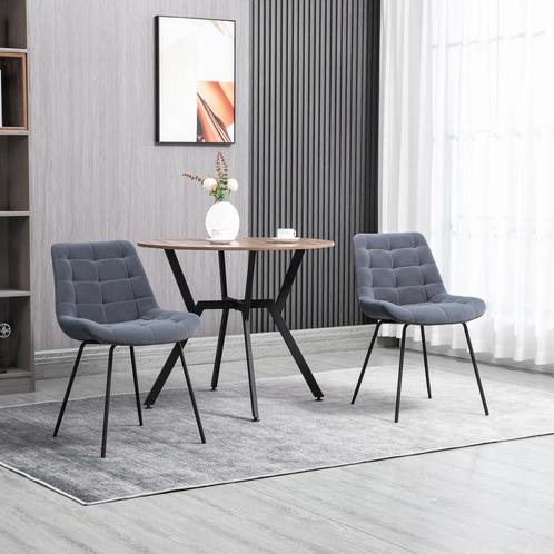 eetkamerstoel - Retro Living - Fluweel - Grijs, Huis en Inrichting, Stoelen, Grijs, Nieuw, Stof, Ophalen of Verzenden