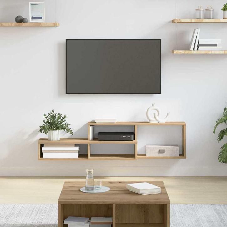 vidaXL Wand TV Stand 120 x 25 x 28,5 cm Bewerkt hout, Huis en Inrichting, Kasten |Televisiemeubels, Nieuw, Verzenden