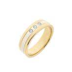 Bicolor gouden ring met diamant; 0,09 ct., Handtassen en Accessoires, Ringen, Gebruikt, Overige kleuren, Ophalen of Verzenden