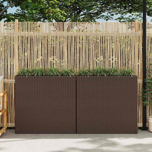vidaXL Plantenbak verhoogd met 4 potten 2 st poly rattan, Tuin en Terras, Bloempotten, Nieuw, Verzenden