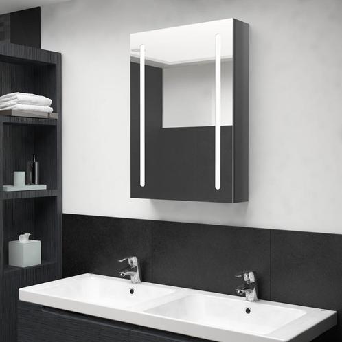 vidaXL Armoire de salle de bain à miroir LED gris, Maison & Meubles, Tables | Coiffeuses, Neuf, Envoi