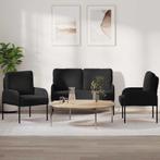 vidaXL Sofa-Sets met kussen 3 pcs Zwart 115 x 56 x 80 cm, Huis en Inrichting, Verzenden, Nieuw