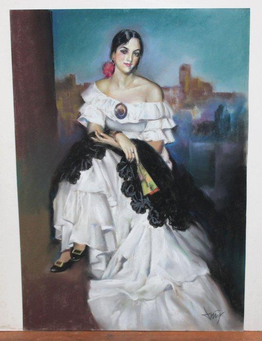 Domingo Alvarez Gomez (1942) - Maja andaluza, Antiek en Kunst, Kunst | Schilderijen | Klassiek